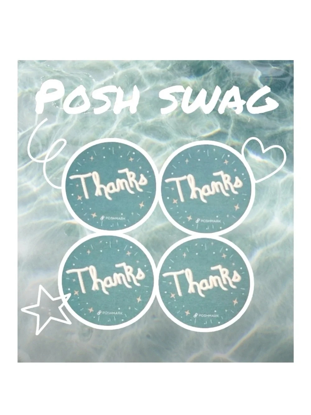 new Poshmark ★ Set 48 Thank You Stickers ★ Blue ★ 2.5” Round ★ Limited Edition ★